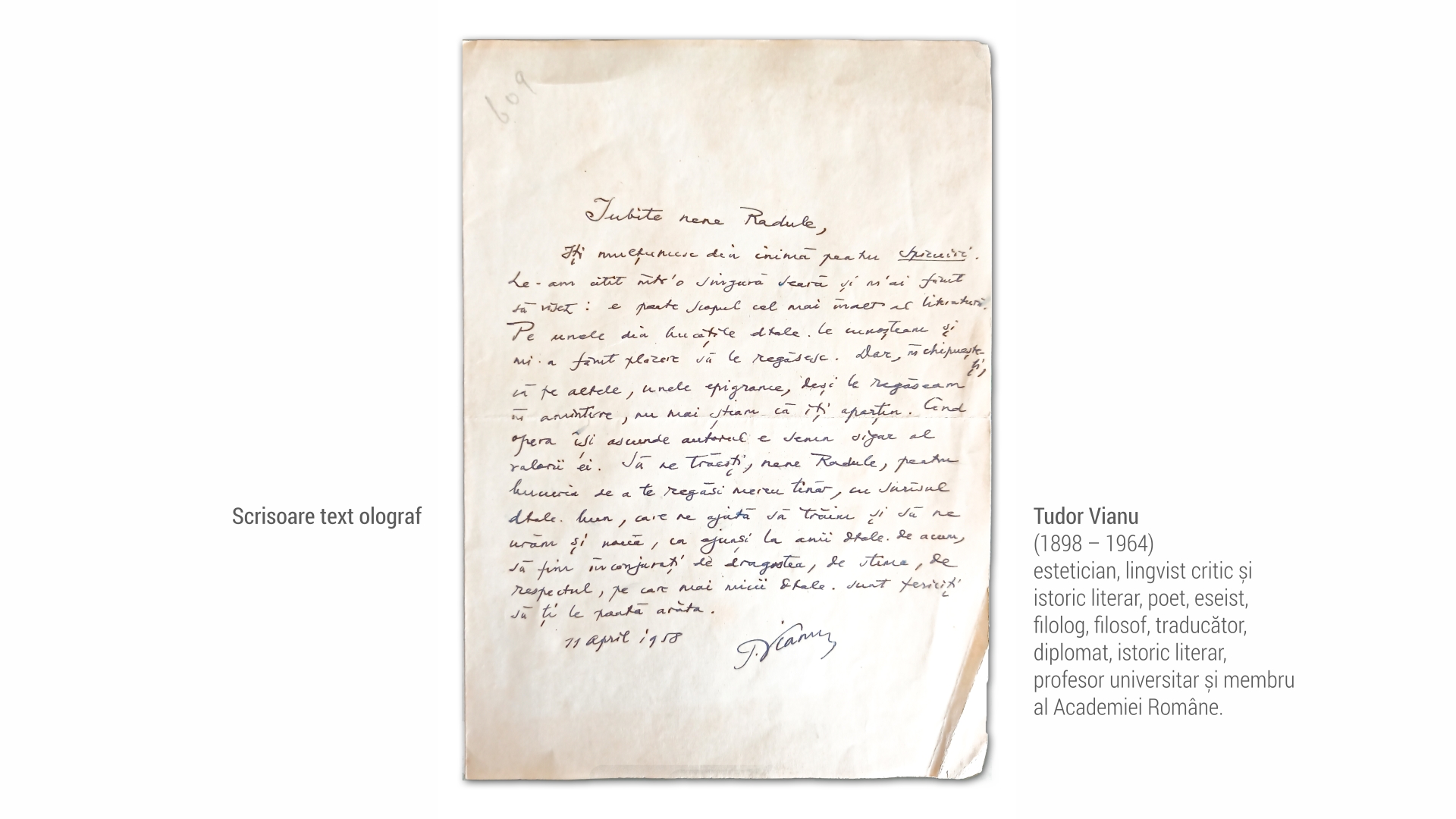 1898 Tudor Vianu - scrisoare